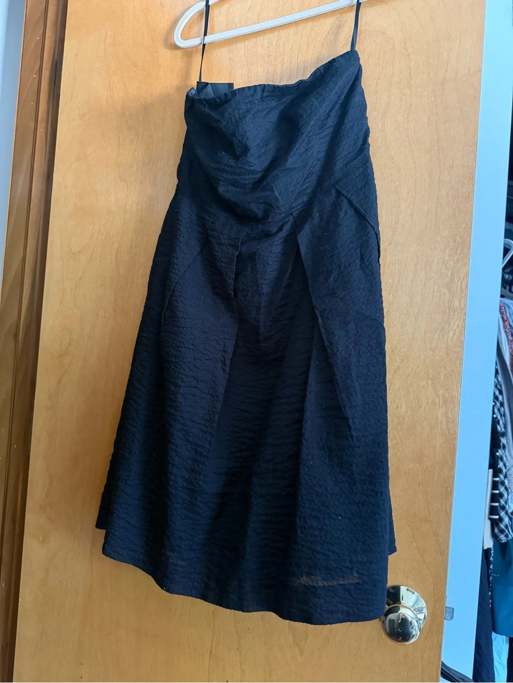 J. Crew Black Strapless Textured Midi Dress